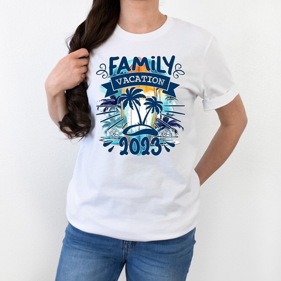 Men's Women's Summer Family Vacation White T-Shirt 2023 Summer Trip Outfit Shirt - Picture 4 of 5